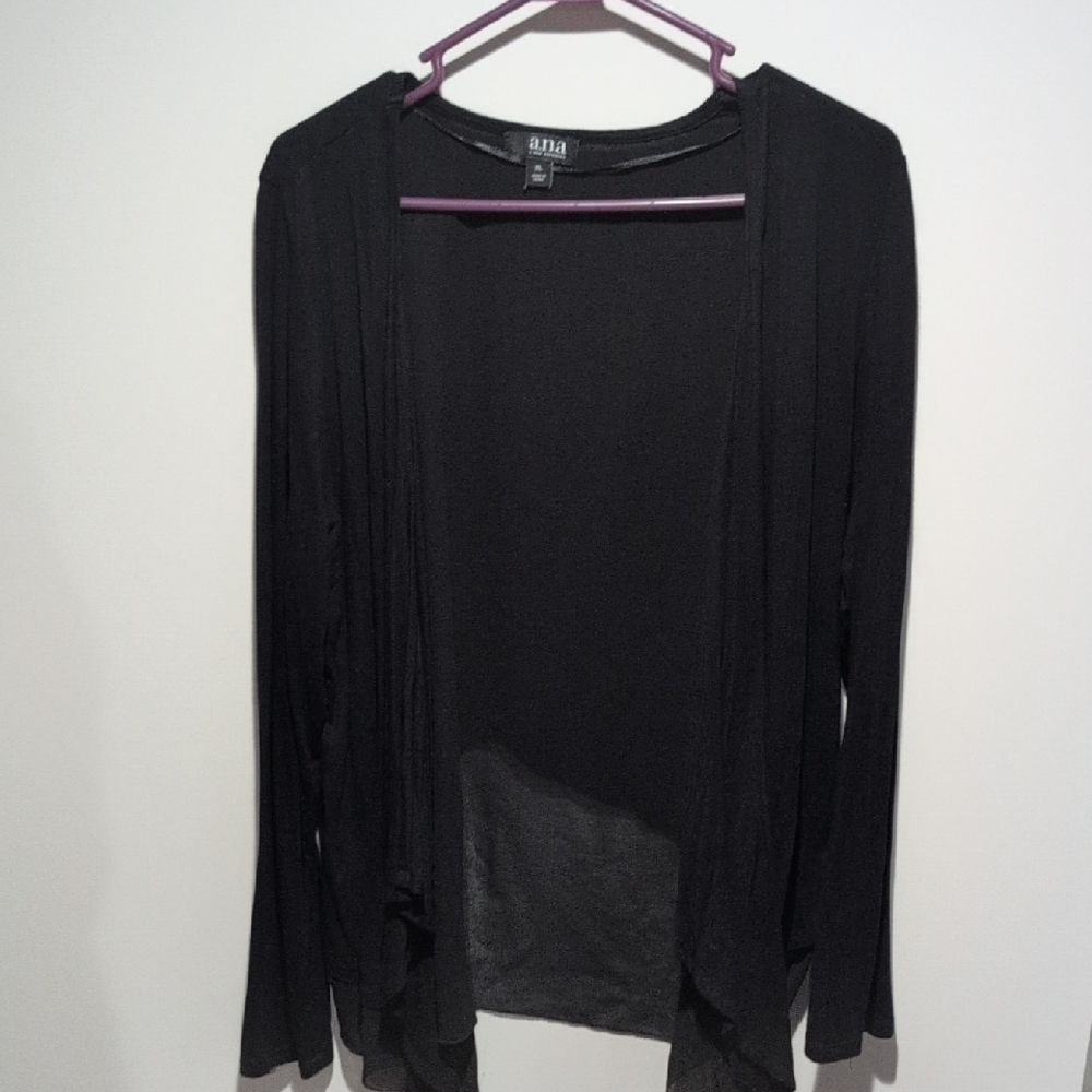 a.n.a Black Open-Front Draped Women's Cardigan
